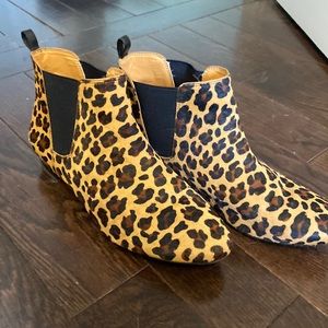 J Crew Leopard Ankle Boots